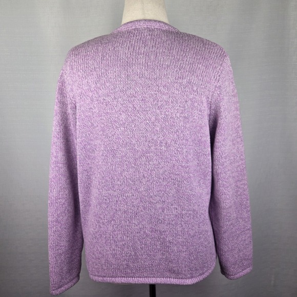 LL Bean Cardigan Sweater Women's Large Lavender Cottagecore Prairie Preppy - Picture 4 of 10